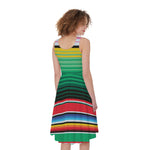 Colorful Mexican Serape Stripe Print Women's Sleeveless Dress