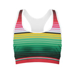 Colorful Mexican Serape Stripe Print Women's Sports Bra