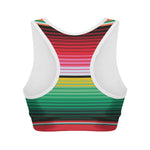 Colorful Mexican Serape Stripe Print Women's Sports Bra