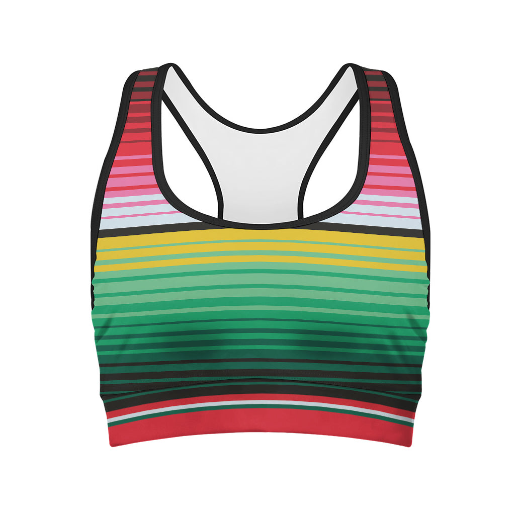 Colorful Mexican Serape Stripe Print Women's Sports Bra