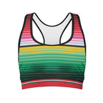Colorful Mexican Serape Stripe Print Women's Sports Bra