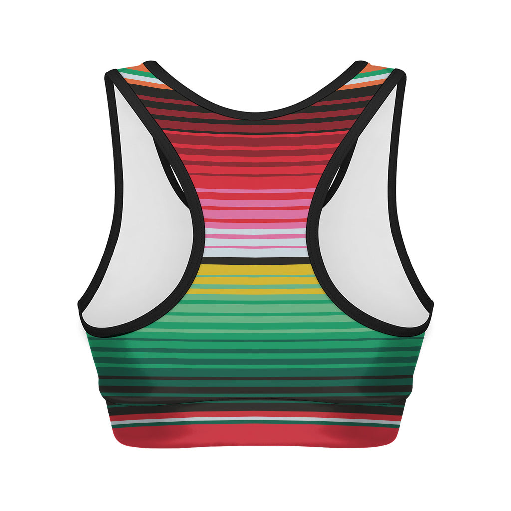 Colorful Mexican Serape Stripe Print Women's Sports Bra