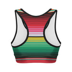 Colorful Mexican Serape Stripe Print Women's Sports Bra