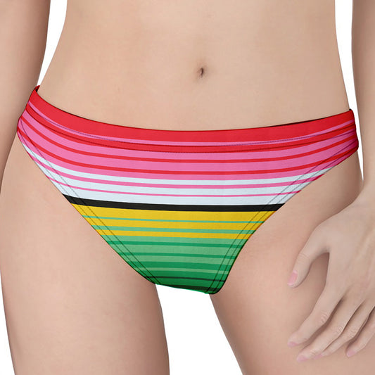 Colorful Mexican Serape Stripe Print Women's Thong