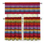 Colorful Mexican Woven Pattern Print 3 Piece Kitchen Curtains