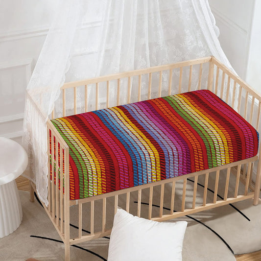 Colorful Mexican Woven Pattern Print Baby Crib Sheet