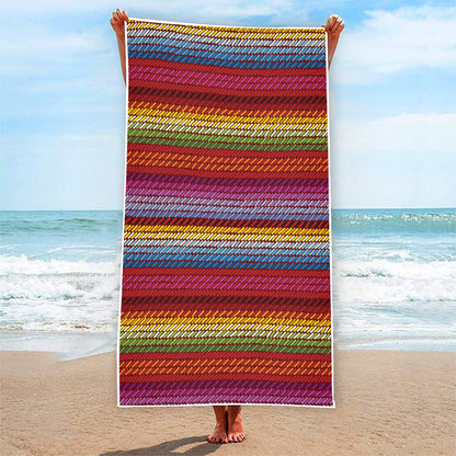 Colorful Mexican Woven Pattern Print Beach Towel
