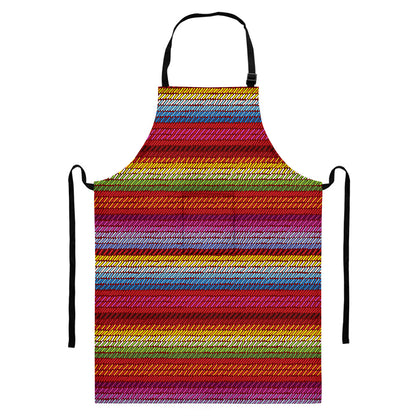 Colorful Mexican Woven Pattern Print Bib Apron With Pocket