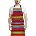 Colorful Mexican Woven Pattern Print Bib Apron With Pocket