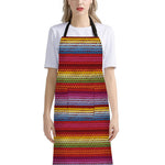Colorful Mexican Woven Pattern Print Bib Apron With Pocket