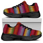 Colorful Mexican Woven Pattern Print Black Chunky Shoes