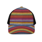 Colorful Mexican Woven Pattern Print Black Mesh Trucker Cap