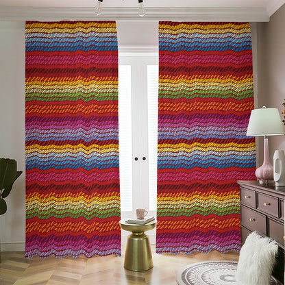 Colorful Mexican Woven Pattern Print Blackout Pencil Pleat Curtains