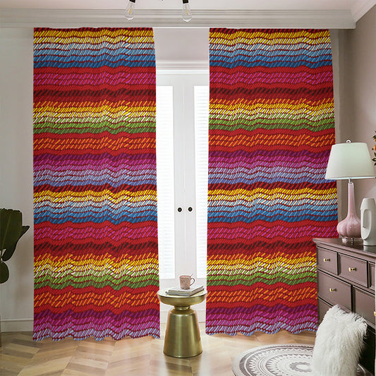 Colorful Mexican Woven Pattern Print Blackout Pencil Pleat Curtains