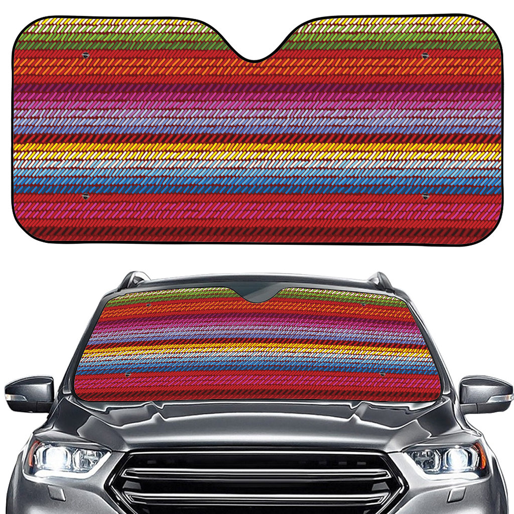 Colorful Mexican Woven Pattern Print Car Windshield Sun Shade
