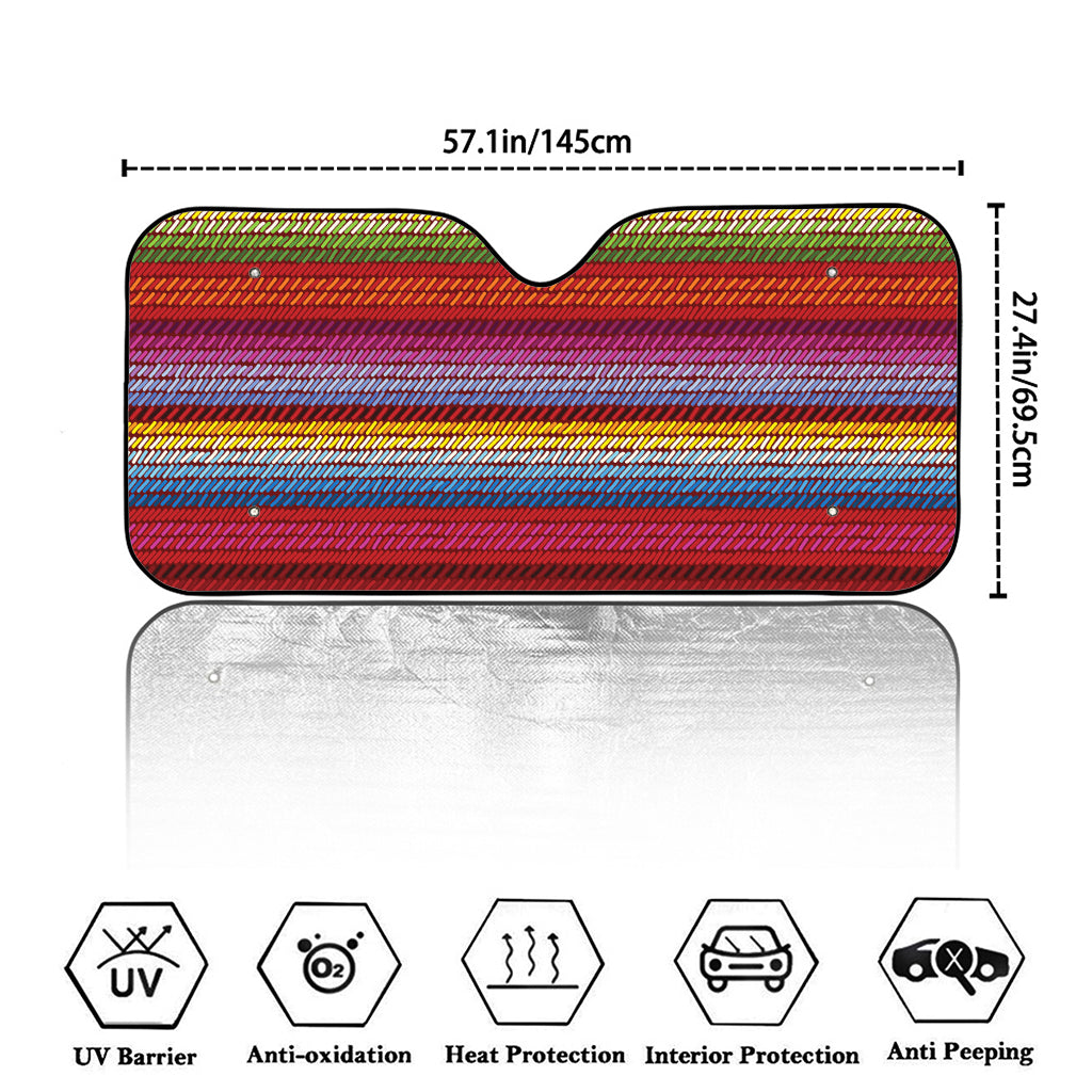 Colorful Mexican Woven Pattern Print Car Windshield Sun Shade
