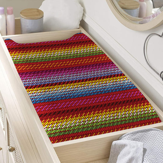 Colorful Mexican Woven Pattern Print Changing Pad Cover