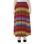 Colorful Mexican Woven Pattern Print Chiffon Maxi Skirt