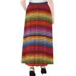 Colorful Mexican Woven Pattern Print Chiffon Maxi Skirt