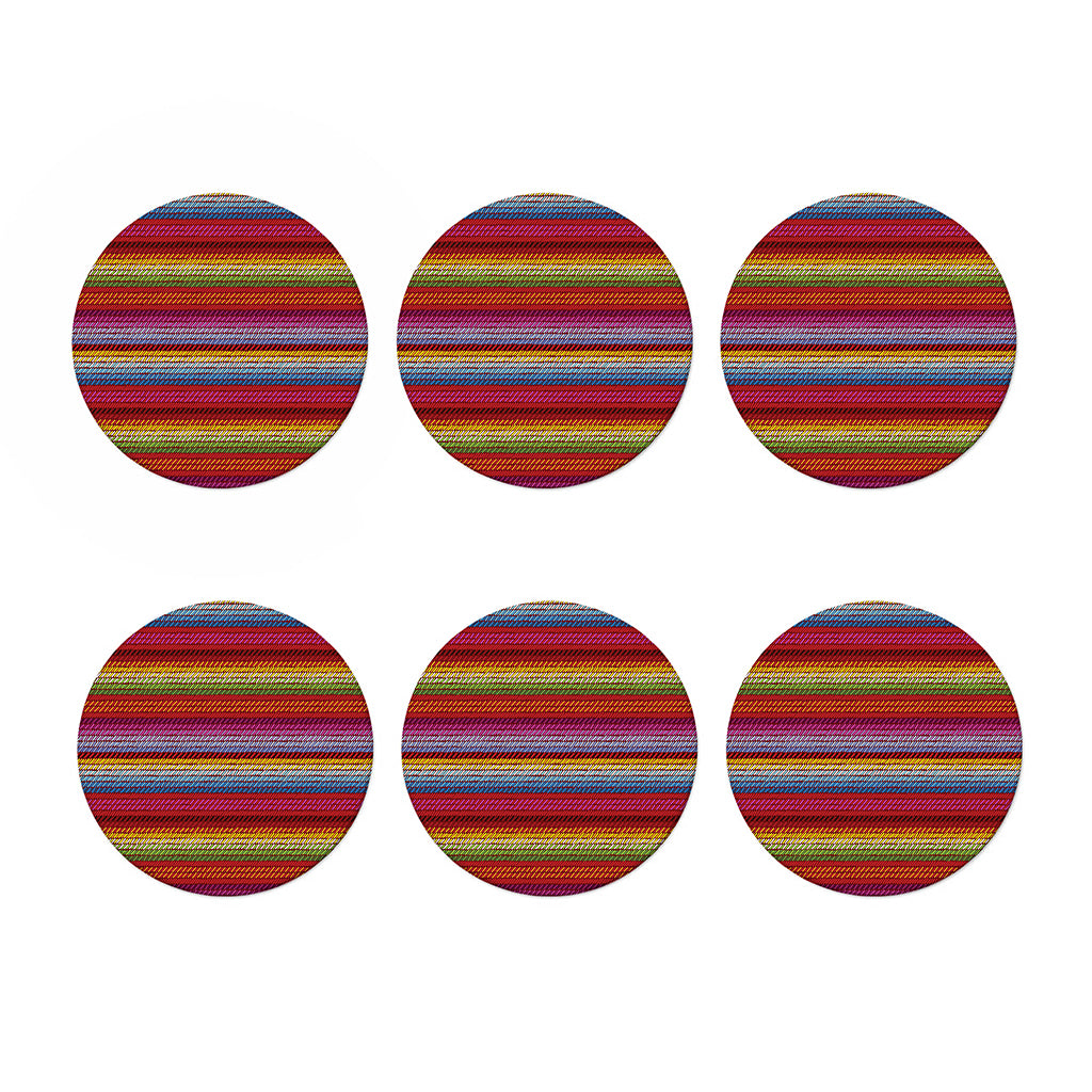 Colorful Mexican Woven Pattern Print Coaster Set
