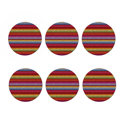 Colorful Mexican Woven Pattern Print Coaster Set