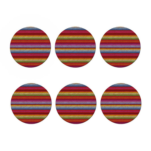 Colorful Mexican Woven Pattern Print Coaster Set