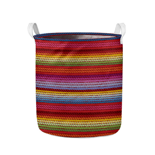 Colorful Mexican Woven Pattern Print Collapsible Laundry Basket