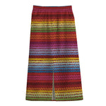 Colorful Mexican Woven Pattern Print Cotton Front Slit Maxi Skirt