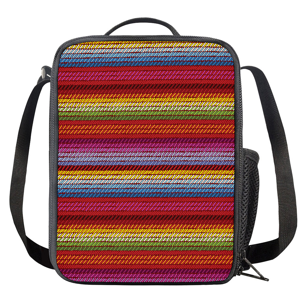 Colorful Mexican Woven Pattern Print Crossbody Lunch Bag