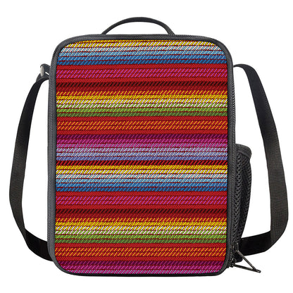 Colorful Mexican Woven Pattern Print Crossbody Lunch Bag