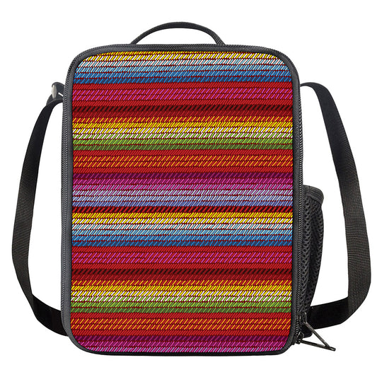 Colorful Mexican Woven Pattern Print Crossbody Lunch Bag