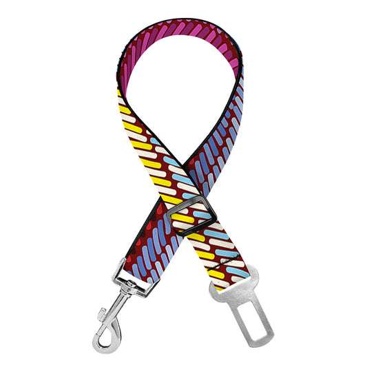 Colorful Mexican Woven Pattern Print Dog Seat Belt