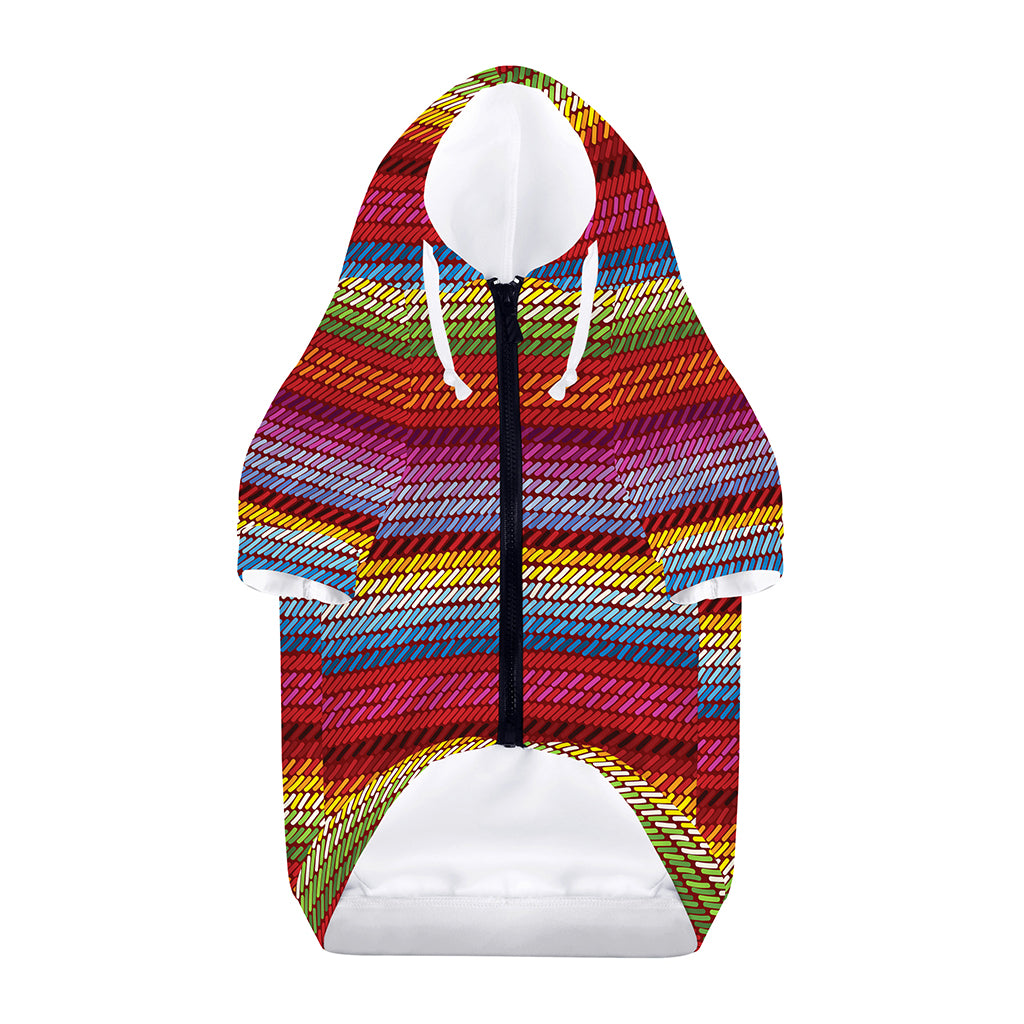 Colorful Mexican Woven Pattern Print Dog Zip Up Hoodie