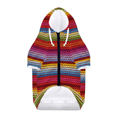 Colorful Mexican Woven Pattern Print Dog Zip Up Hoodie