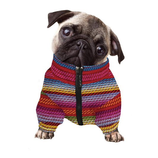 Colorful Mexican Woven Pattern Print Dog Zip Up Jacket