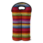 Colorful Mexican Woven Pattern Print Double Neoprene Wine Tote