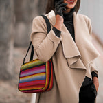 Colorful Mexican Woven Pattern Print Double Strap Bible Bag