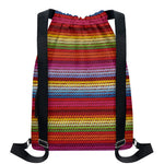 Colorful Mexican Woven Pattern Print Drawstring Backpack
