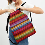 Colorful Mexican Woven Pattern Print Drawstring Backpack