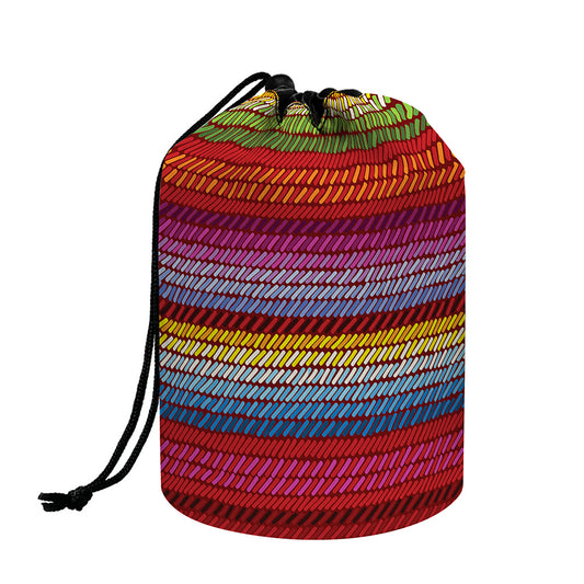 Colorful Mexican Woven Pattern Print Drawstring Makeup Bag