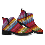 Colorful Mexican Woven Pattern Print Flat Ankle Boots