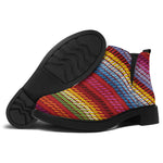 Colorful Mexican Woven Pattern Print Flat Ankle Boots