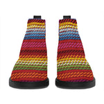 Colorful Mexican Woven Pattern Print Flat Ankle Boots