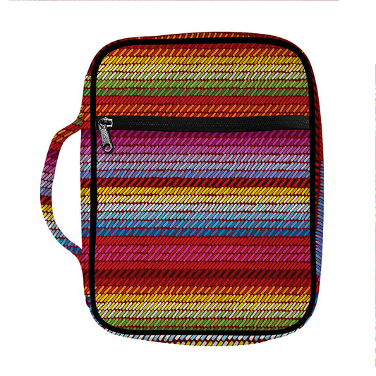 Colorful Mexican Woven Pattern Print Front Pocket Bible Bag