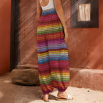 Colorful Mexican Woven Pattern Print Harem Pants