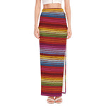 Colorful Mexican Woven Pattern Print High Slit Maxi Skirt