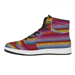 Colorful Mexican Woven Pattern Print High Top Leather Sneakers