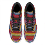 Colorful Mexican Woven Pattern Print High Top Leather Sneakers
