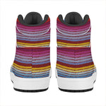 Colorful Mexican Woven Pattern Print High Top Leather Sneakers