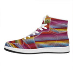 Colorful Mexican Woven Pattern Print High Top Leather Sneakers